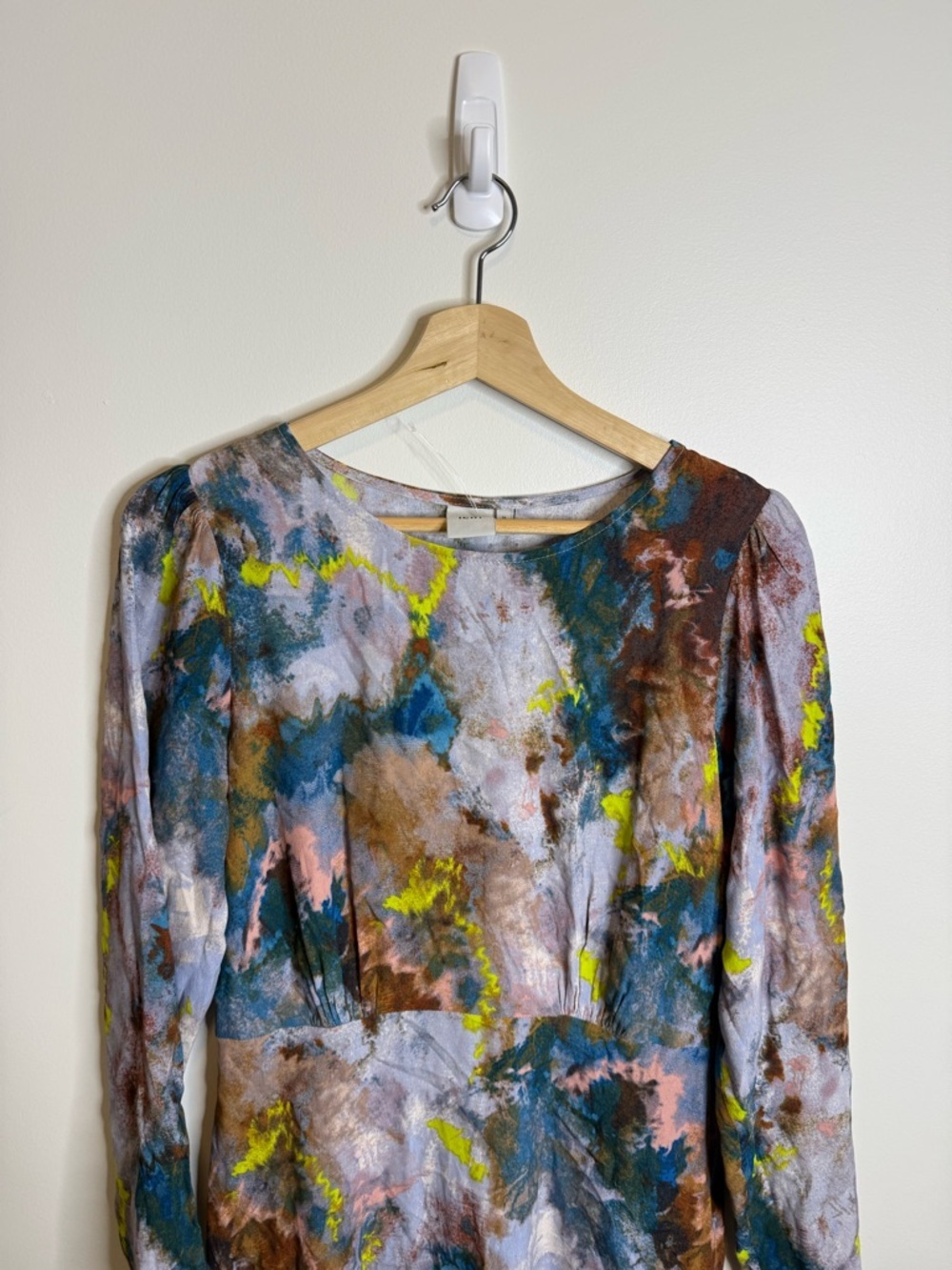 ICHI Abstract Multi-Color Long Sleeve Fit & Flare Dress size 36 - Picture 3 of 8
